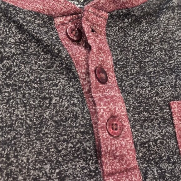 3/$20 LEE Short Sleeve Pocket Tee Henley Top Contrast Trim Marled - Picture 4 of 8